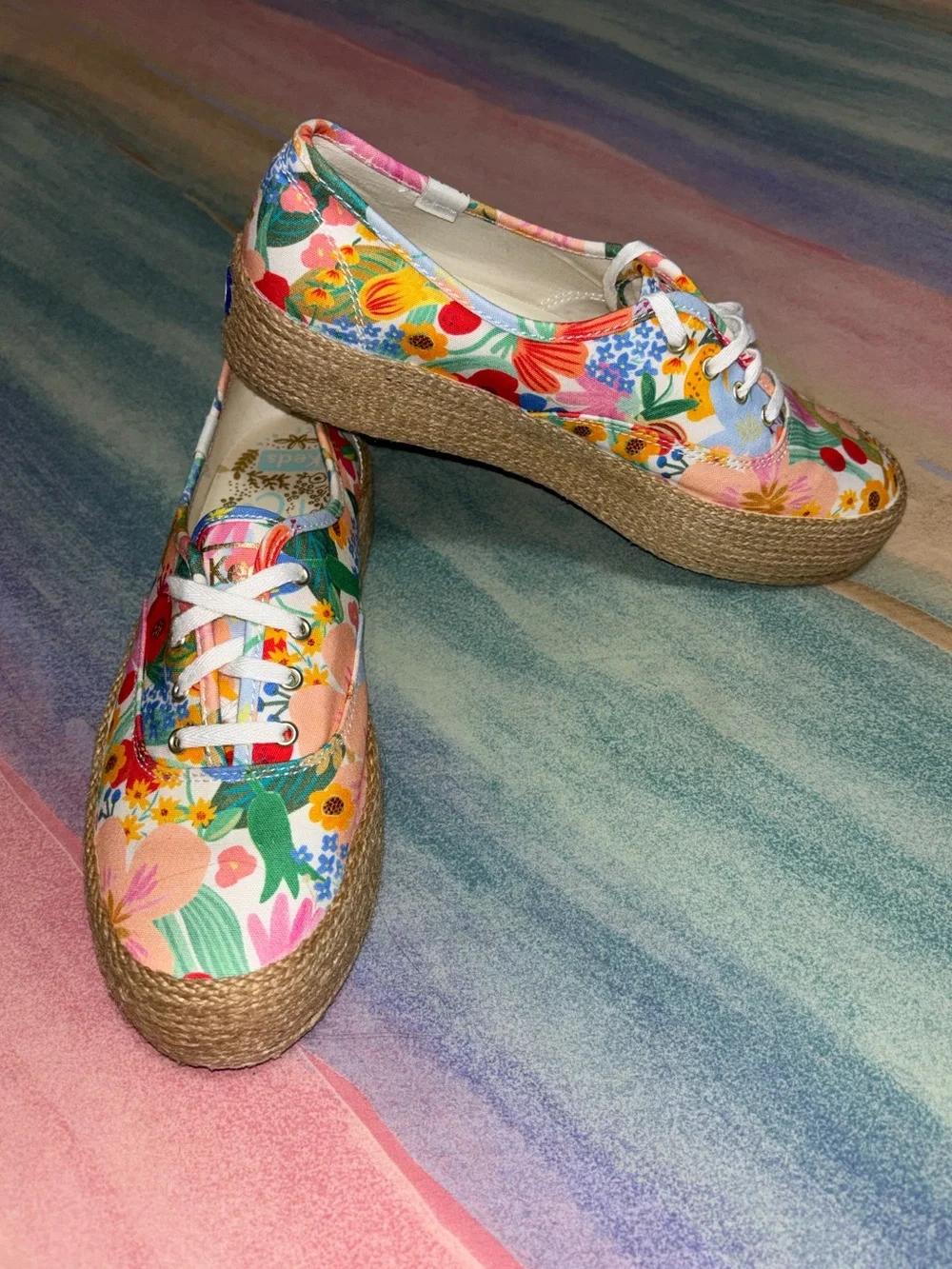 Women x Rifle Paper Co Triple Kick Jute Margaux Platform Casual Sneakers 8.5